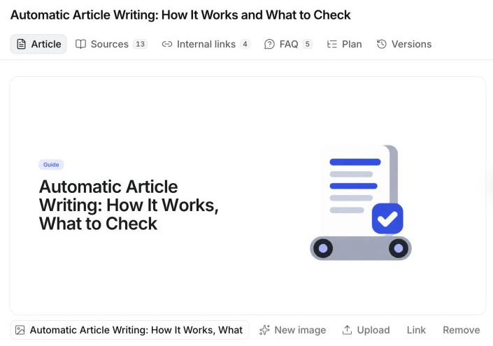 The featured image and its buttons on an article