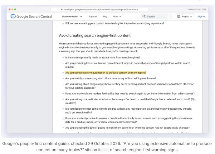 A source screenshot in an article, with the quoted line highlighted and the date it was checked